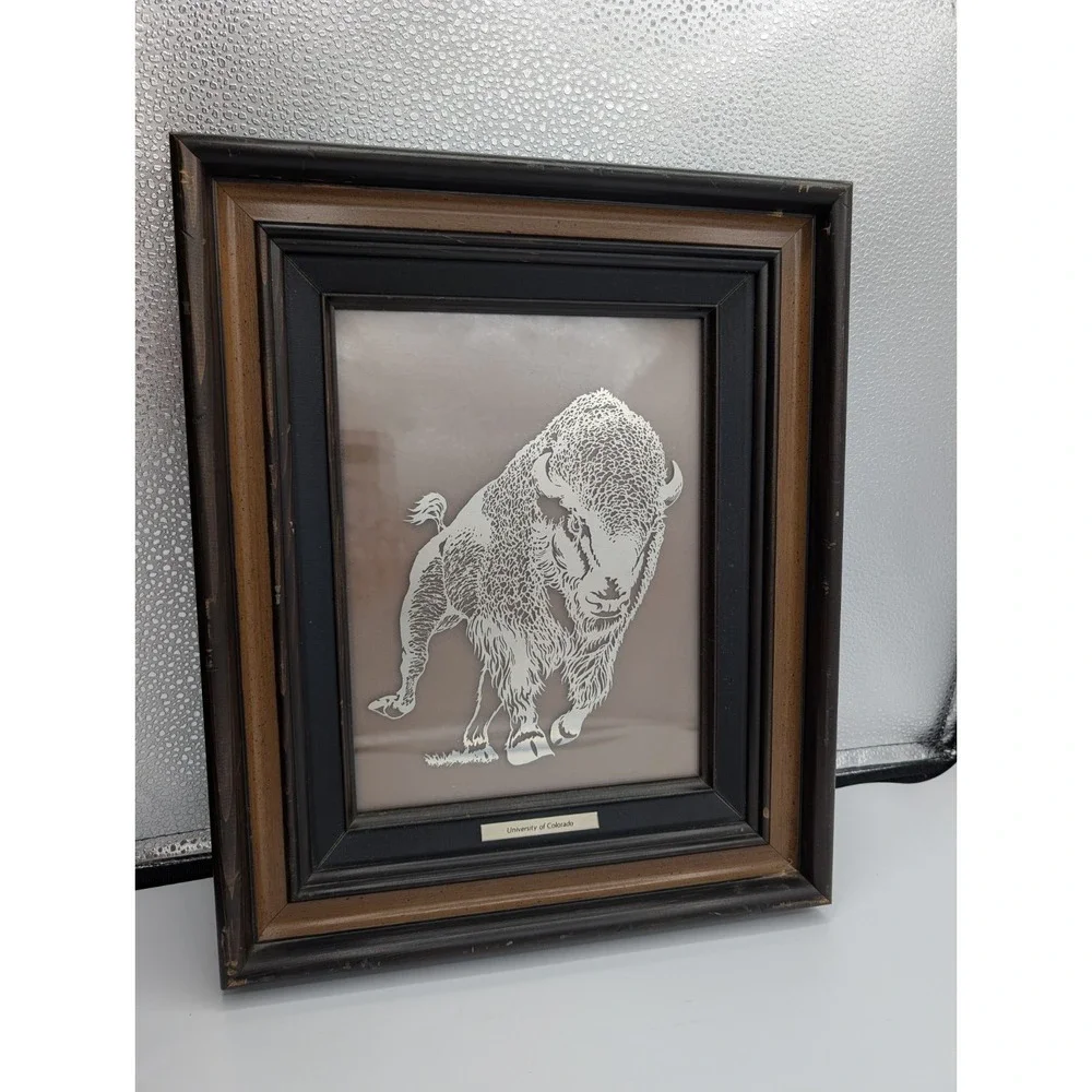 1978 University of Colorado Buffalo Sterling Silver SilverScene Framed Wall Art